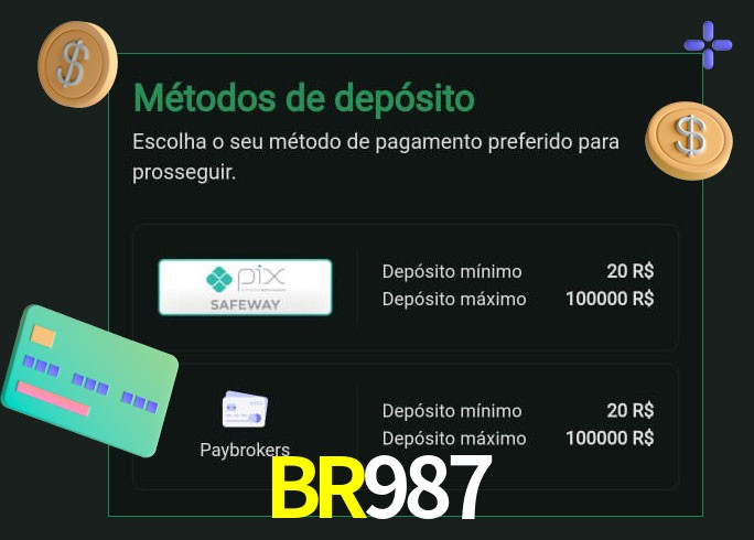 O cassino BR987 oferece uma grande variedade de métodos de pagamento